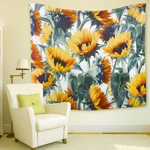 Bohemian Sunflower Floral Botanical Indie/Hippie Tapestry/Decor/Festival Mat - Picture 3 of 7